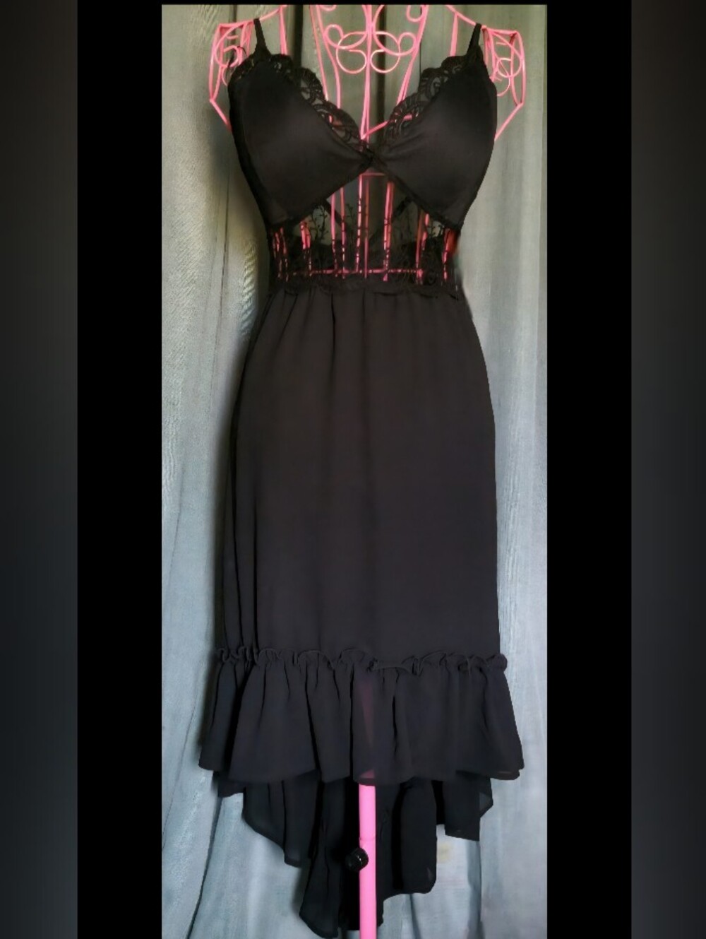 Bláshe Los Angeles Black Lace Corset High-Low Dress Small NWT